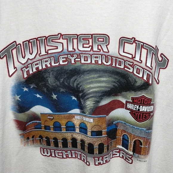 Harley Davidson Long Sleeves Graphic Tee size 3XL‎ Wichita Kansas Tornado - Picture 5 of 6